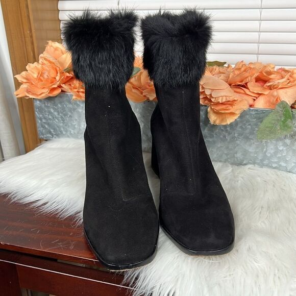 SCHUTZ Ketlyn Fur Trim Suede Boots Sz 10 - Picture 3 of 14